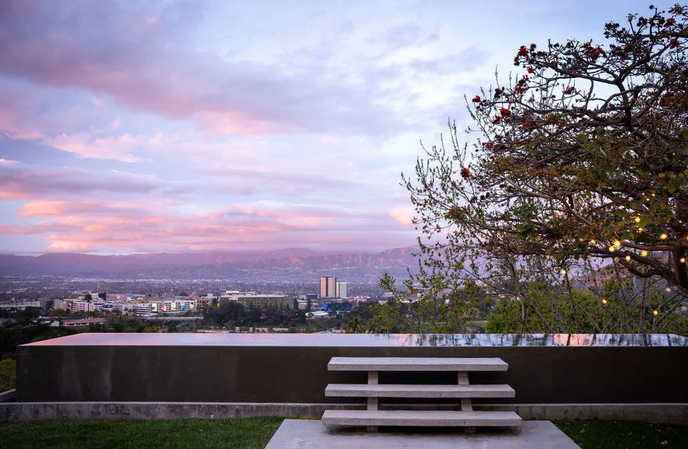 The terrace at sunset.