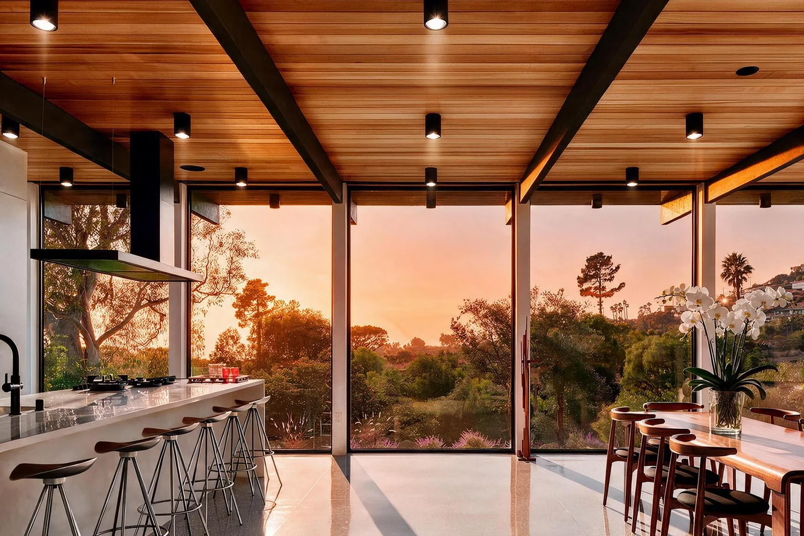 Pool and garden at 1061 Loma Vista, Beverly Hills, by Philippe Naouri Studio.