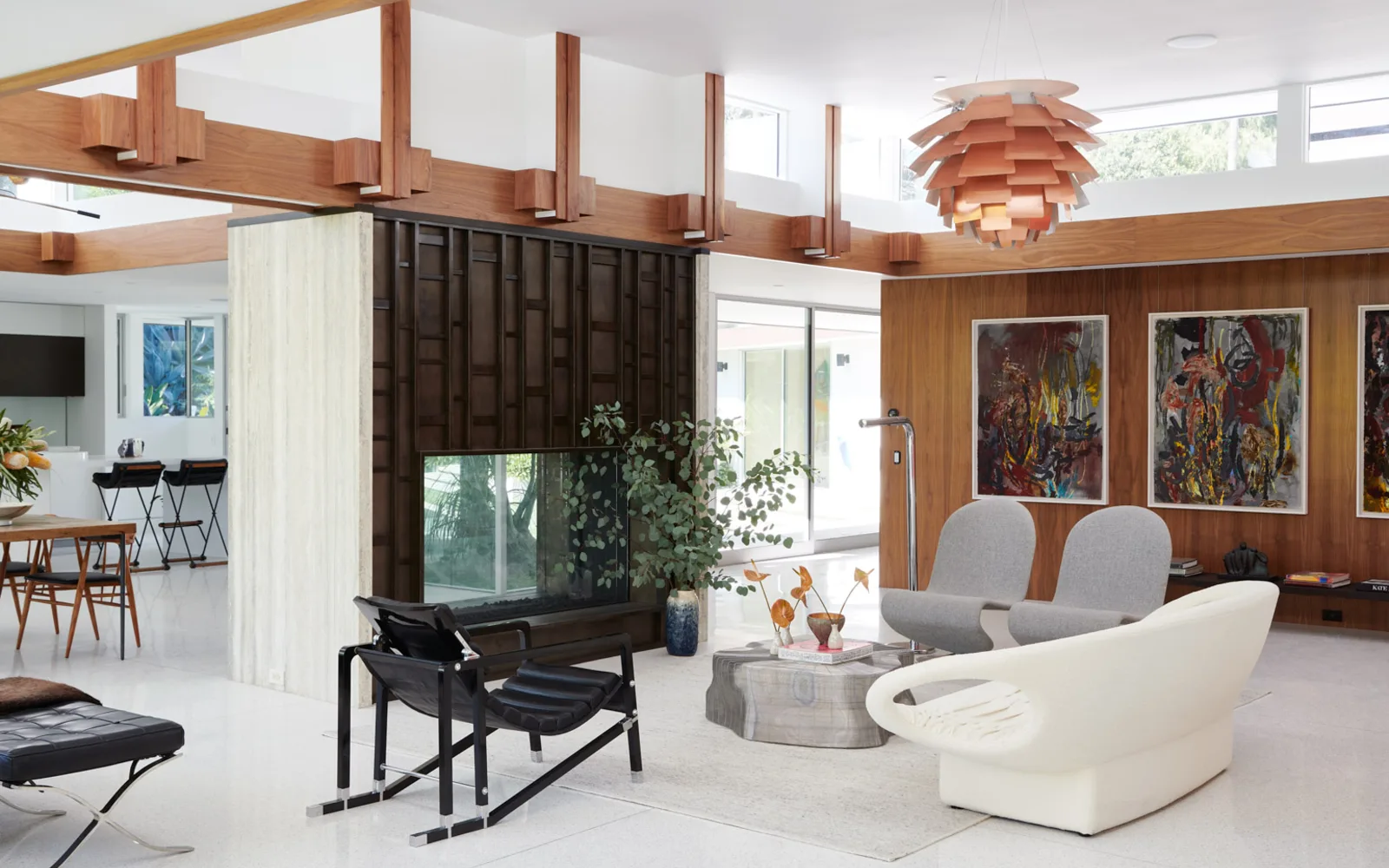 The installed living room at 1061 Loma Vista, Beverly Hills.